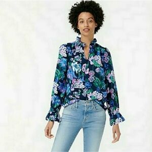J Crew Blue Floral Blouse. Like new condition.